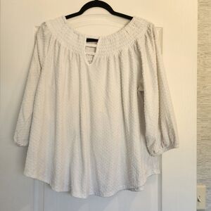 Cato Textured White Blouse Size L Euc